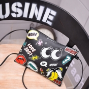 LW Faux Leather Cartoon Print Crossbody Bag