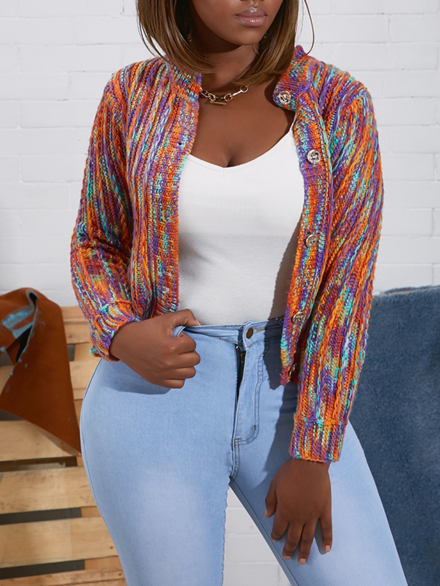 lovely Leisure Rainbow Striped Multicolor Cardigan