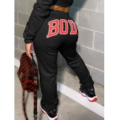 Lovely Sportswear Letter Print Black Pants