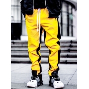 lovely Trendy Patchwork Yellow Men Pants