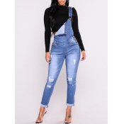 lovely Street Broken Holes Blue Denim One-piece Ju