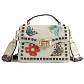 Lovely Chic Butterfly Embroidered White Crossbody 