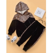 lovely Casual Hooded Collar Leopard Print Patchwor