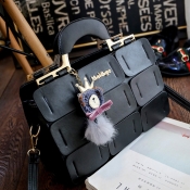 lovely Trendy Patchwork Black Crossbody Bag