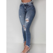 lovely Casual Broken Holes Blue Jeans