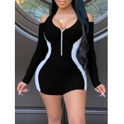 Lovely Sportswear Patchwork Hollow-out Black Mini 