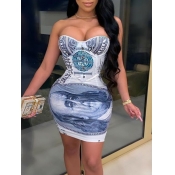 LW SXY Off The Shoulder Money Print Bodycon Dress