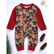 lovely Sweet O Neck Print Patchwork Multicolor Boy