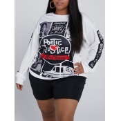 LW BASICS Plus Size Casual O Neck Print Black Two-