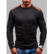 lovely Casual O Neck Patchwork Black Men Sweater