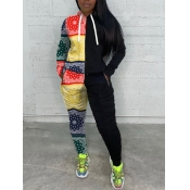 lovely Sportswear Hooded Collar Print Patchwork Bl