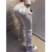 Lovely Street Letter Drawstring Grey Pants