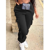 Lovely Trendy Pocket Patched Black Pants