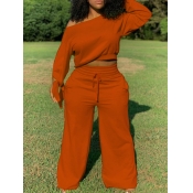 Lovely Plus Size Casual Drawstring Loose Orange Tw