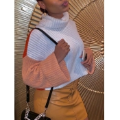 Lovely Street Turtleneck Patchwork White Sweater