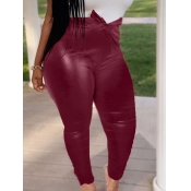Lovely Street Lace-up Skinny Wine Red Pants
