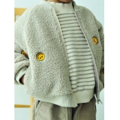 Lovely Casual Zipper Design Beige Boy Coat