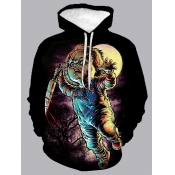 LW Men Hooded Collar Print Oversized Hoodie