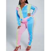 Lovely Trendy Turndown Collar Gradient Print Pink 