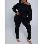 Lovely Leisure Basic Skinny Black Plus Size One-pi