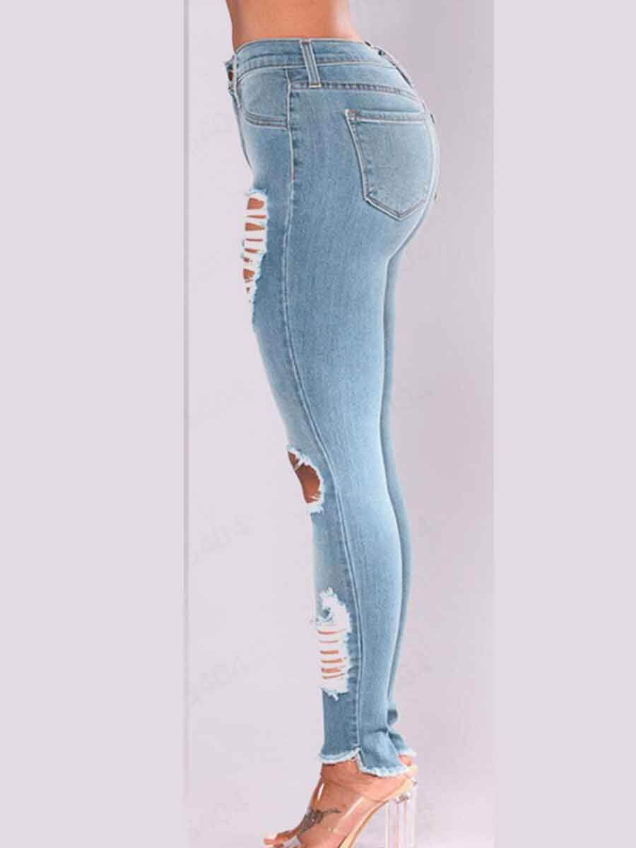 LW High-waisted Stretchy Ripped Jeans