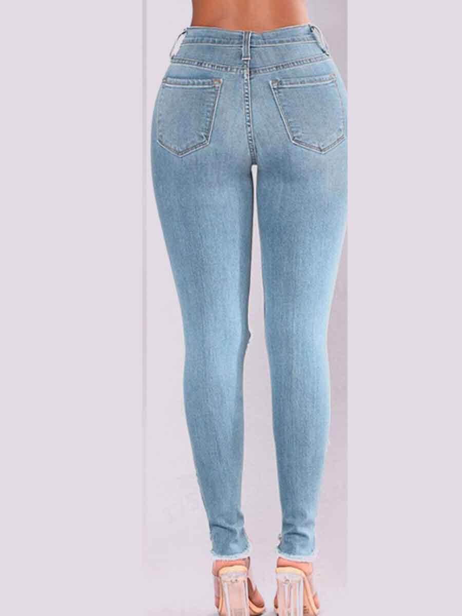 LW High-waisted Stretchy Ripped Jeans