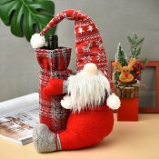 Lovely Christmas Day Cartoon Red Decorative Wine B