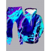 LW Men Hooded Collar Tie-dye Kangaroo Pocket Set