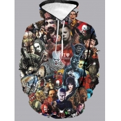 LW Men Hooded Collar Print Multicolor Oversized Ho