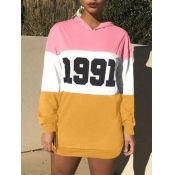 Lovely Casual Hooded Collar Letter Patchwork Yello