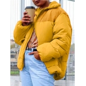 Lovely Leisure Turndown Collar Patchwork Yellow Pa