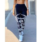 Lovely Street Skull Print Black Leggings