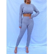 lovely Sportswear O Neck Basic Skinny Grey Loungew