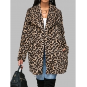 Lovely Trendy Turndown Collar Leopard Print Leathe