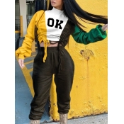 Lovely Casual Turtleneck Letter Print Patchwork Mu