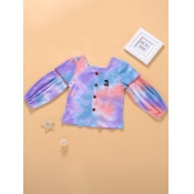 Lovely Casual Square Collar Tie-dye Purple Girl Ho