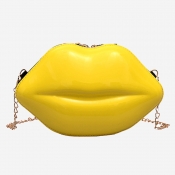 Lovely Trendy Lip Yellow Crossbody Bags