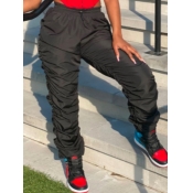 Lovely Casual Fold Design Black Pants
