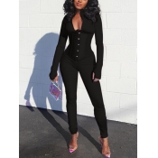 LW Sportswear Patchwork Black One-piece Jumpsuit(W