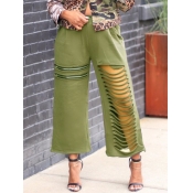 Lovely Street Hollow-out Army Green Pants
