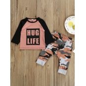 Lovely Casual O Neck Letter Print Brick Red Boy Tw