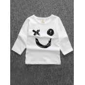 Lovely Casual O Neck Print White Boy T-shirt