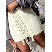 Lovely Stylish Bandage Design Apricot Skirt