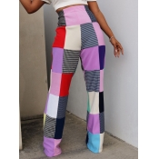 Lovely Street Grid Print Multicolor Pants