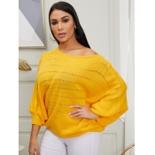 Lovely Stylish Hollow-out Loose Yellow Sweater