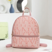 LW Casual Letter Print Pink Backpack