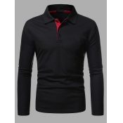 Lovely Trendy Turndown Collar Basic Black Men Shir