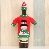 Lovely Christmas Day Cartoon Red Decorative Wine B
