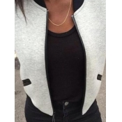 Lovely Casual Patchwork Light Grey Coat