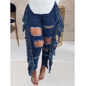 Lovely Casual Hollow-out Tassel Design Deep Blue J